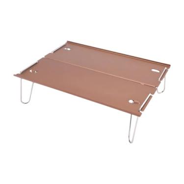 Imagem de predolo Mesa de Acampamento Dobrável, Portátil, Compacta, Ultraleve, para áreas Externas, Mesa de Praia, Móveis para Acampamento, Caminhadas, Viagens, Churras, Marrom Claro