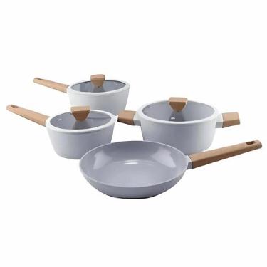 Imagem de Jogo de Panelas Antiaderente Cerâmico Kit 4 Peças Fogão Indução Norma 