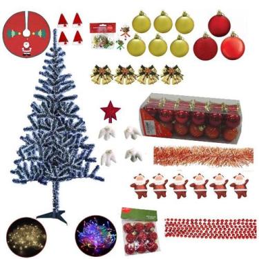 Imagem de Kit Árvore De Natal Nevada 1,80m 320 Galhos Com Enfeites 122 Itens Pis