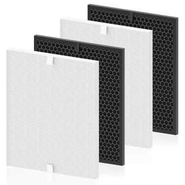 Imagem de Filtro de substituição Q 5510 5520 para purificador de ar PlasmaWave WINIX 5510 5520, H13 True HEPA e pacote combo de filtro de carvão ativado, número de peça 1712-0123-00, 2 conjuntos