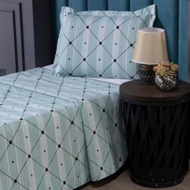Imagem de Kit Colcha Viena Solteiro 3 Peças | Cobre-Leito Estampado + Fronha + Lençol Branco com Elástico | Roupa de Cama Solteiro Completa e Charmosa (Xadrez (Verde))