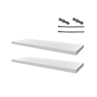 Imagem de Kit 02 Prateleiras em Mdf 15mm Branco 20x70cm com suporte fixação - Ar