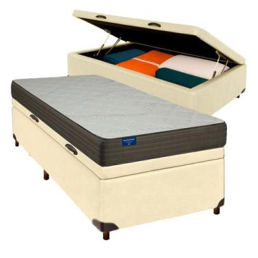 Imagem de Cama Box Bau Bege Solteiro + Colchão D33 - Inducol