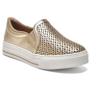 Imagem de Tênis Feminino Via Marte Slip On Metalizado Napa 027-035-06, Dourado, 