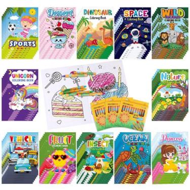 Imagem de Conjunto de livros para colorir Spakon 144 unidades com giz de cera pa