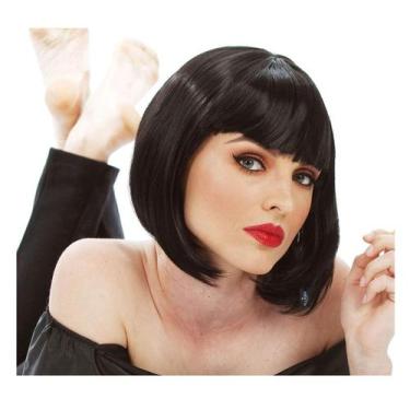 Imagem de Peruca ALLAURA Mia Wallace Black Flapper Bob para mulheres
