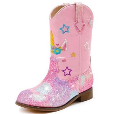 Imagem de Botas de cowgirl Motasha Unicorn Girls Glitter Cowboy Pink