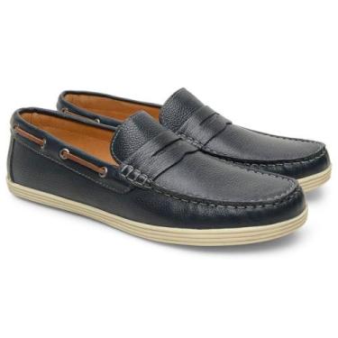 Imagem de Mocassim Masculino Sapato Dockside Couro Calce Fácil Gravata - Jacomet