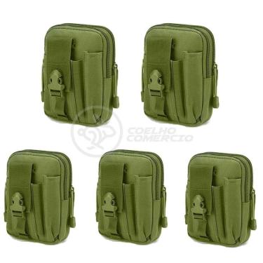 Imagem de Kit 5 Bolsas Verde Militar Conjunto Acessórios De Camping Kit Sobrevivência preto