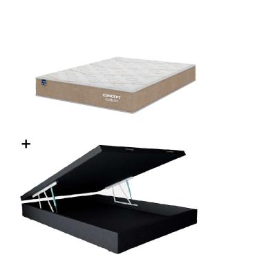 Imagem de Cama Box Baú Casal Preto Colchão Concept Dream Molas Ensacadas 138x188 - Plumatex