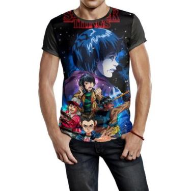 Imagem de Camiseta Masculina Stranger Things Ref:86 - smoke, Preto, XG