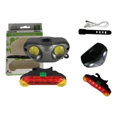 Imagem de Farol Bike Lanterna Led Bicicleta + Pisca Alerta Traseiro Fg