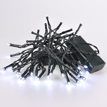 Imagem de Lomotech Luzes de Natal operadas por bateria - Pacote com 2 unidades totais de 50 LEDs de 50 LEDs com temporizador para casa, jardim, festa, férias, decoração de árvore (fio verde, branco)