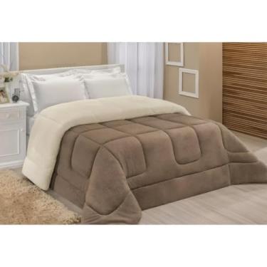 Imagem de Edredom Dupla Face Casal Queen 2.40x2.20 - Lado Manta e Lado Sherpa (Pele de Carneiro), Aconchegante para Inverno(Avelã)