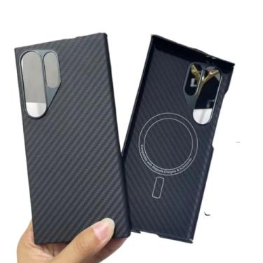 Imagem de Waillynice Capa de fibra de carbono original para Samsung Galaxy S24 Ultra Anti-queda de fibra de aramida Design S24ultra Capa (preta (Mag) RingBig, para S24 Ultra)