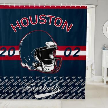 Imagem de Feelyou Cortina de chuveiro de futebol para decoração de banheiro Houston cortina de banho acessórios de banheiro esportes jogos à prova d'água tecido de poliéster para barracas banheiras 183 x 213 cm