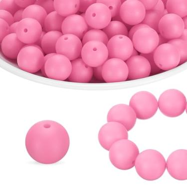 Imagem de HARFINGTON 160 peças de contas de silicone 12 mm contas focais redondas de borracha a granel para canetas, chaveiro, pulseira, colar, artesanato, faça você mesmo, quartzo rosa