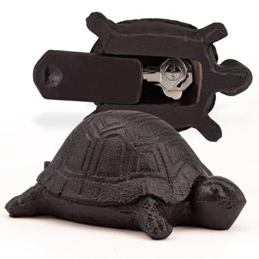 Imagem de BarGifts SAFEFake Rock Key Hider Turtle Look Ocultar uma Chave Externa para Jardim ou Quintal, Caixa de Armazenamento Secreta para Chaves de Reposição Cofre Escondido - Decoração de Jardim