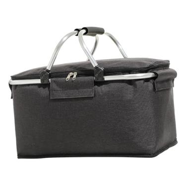 Imagem de Domary Cesta de Piquenique Isolada Dobrável Com Bloco de Gelo, Alça Confortável, Material de Pano Oxford para Acampamento de Viagens de Piquenique (Preto)
