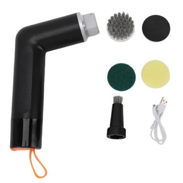 Imagem de Asixxsix Escova giratória elétrica, escova à prova d'água para banheiro com 4 cabeças substituíveis, 2 velocidades ajustáveis, para pisos de azulejo, paredes e bancadas (Preto)