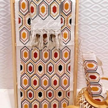 Imagem de Kit Jogo De Passadeira Tapete De Cozinha Grande 3 Peças Estampado Com Nozinho Tecido Grosso Modelo Arte