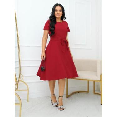 Imagem de Vestido Midi Godê Festa Social Elegante Moda Evangélica - Fashion, Mar