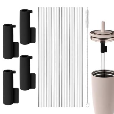 Imagem de Acessórios de palha para copo Brümate Era de 1,134 g, incluindo 4 peças de capas de canudo de silicone, 6 peças de substituição de canudo reutilizáveis, 1 escova de limpeza de canudo de 1,134 g