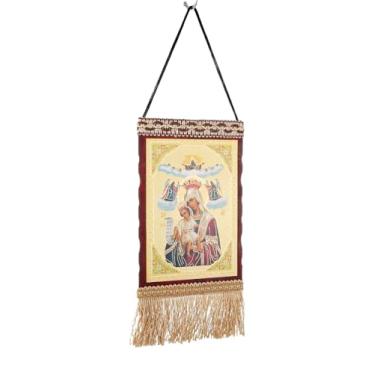 Imagem de COTTVOTT Ícone Ortodoxo Virgem Maria Madona e Cristo Jesus Pintura Arte de Parede Decoração Estética Católica Imagem para Sala de Estar Quarto