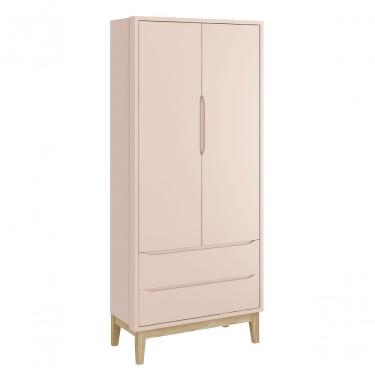 Imagem de Guarda-roupa Retrô 2 Portas Classic New Rosa Fosco Com Natural - Moveisaqui