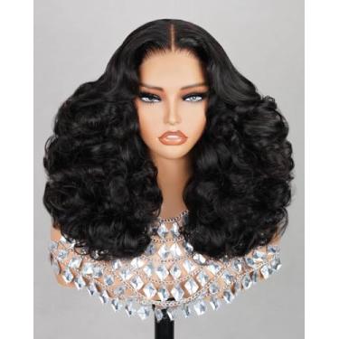 Imagem de Megalook hair Perucas Prontas Para Usar, Sem Cola, Cabelo Humano Pré-Arrancado, Pré-Cortado, Densidade 220%, Peruca Cacheada E Elástica, 6X5, Perucas De Renda Frontal, Cabelo Humano Com Nós Descolo