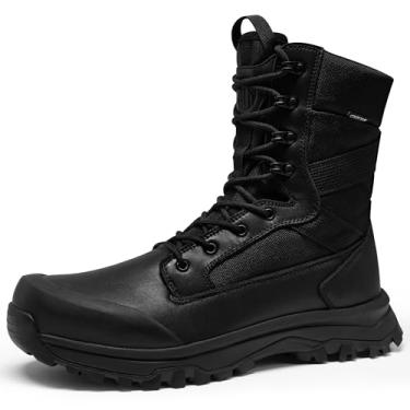 Imagem de Coostar Bota tática masculina, leve, militar, combate, trabalho, com zíper lateral, motocicleta, caminhada, 20 cm, Preto, 41