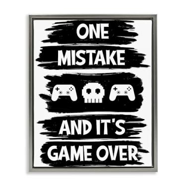 Imagem de Stupell Industries One Mistake It's Game Over Arte de parede em tela flutuante com moldura preta, design de Marcus Prime, 78 x 63 cm