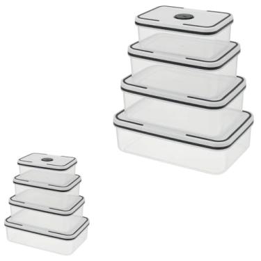 Imagem de Conjunto de Potes Herméticos Quadrados, 4 Peças, Plástico Transparente com Tampa Branca, 500ml a 2000ml, Empilháveis com Vedação Hermética e Válvula de Pressão