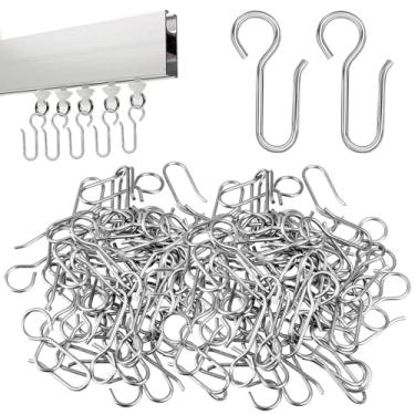 Imagem de LXUEJIE 60 peças de ganchos de cortina de metal pequenos em forma de S, kit de ganchos de trilho de cortina prateados, gancho de arame de cortina de metal pequeno para cortinas de chuveiro montadas no