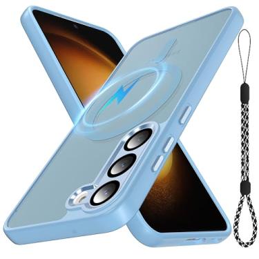 Imagem de YmhxcY Capa para Samsung Galaxy S23 com alça de cordão incluída, [proteção total da câmera] [compatível com MagSafe] Capa protetora de celular fosca translúcida à prova de choque para Galaxy S23 6,1