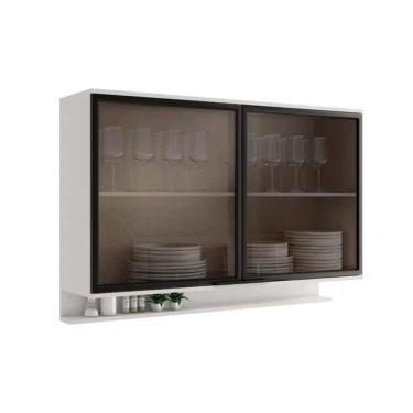 Imagem de Armário Aéreo Cozinha Modulado Alpha 2500 C- 2 Portas C- Vidro 120cm Branco - Carraro