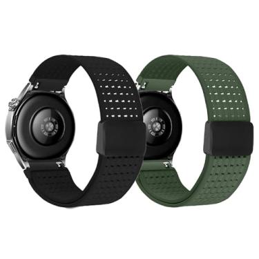 Imagem de LeyuBand Pacote com 2 pulseiras magnéticas trançadas de 22 mm para Coros Pace 3/Pace Pro/Apex 2 Pro/Apex 46 mm, pulseira de reposição elástica trançada de nylon macio para mulheres e homens