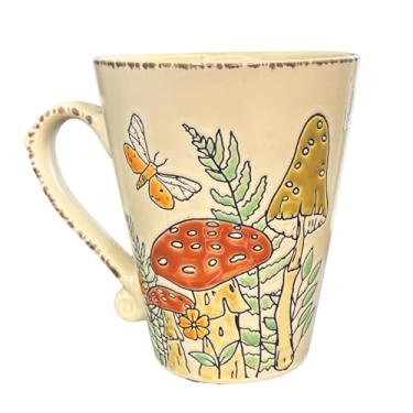 Imagem de Caneca colorida de cogumelo de 500 ml, caneca de café e chá de cerâmica fofa, lavável na lava-louças, novidade xícara de café para amantes de plantas, canecas presente para mulheres e homens