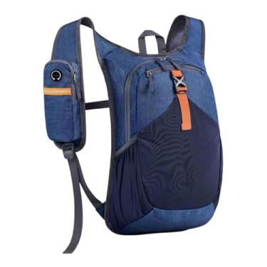 Imagem de Baoblaze Mochila de caminhada com bolso para celular com zíper, mochila ergonômica para trilhas e caminhadas, alça de ombro ajustável para viagens e lazer, Azul Escuro