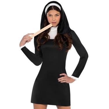Imagem de Amscan Fantasia de freira abençoada feminina - Pequeno (2-4) - Roupa de estilo divino preto e branco - perfeita para Halloween, festas à fantasia e mais - 1 conjunto