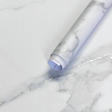 Imagem de HOLOMEY Papel de contato de bancada de mármore branco fosco papel de parede de mármore à prova d'água removível autoadesivo para banheiro armário de cozinha mesa paredes cobrindo 78 x 398 cm