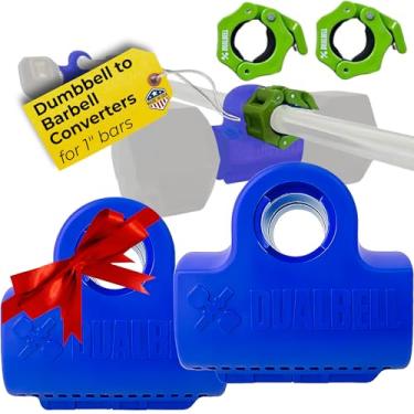 Imagem de Dualbell Conversores de halteres para barra, converte halteres em barra – para barras padrão de 2,5 cm, versátil e capacidade de até 113 kg - Conversor de halteres para levantamento de peso em
