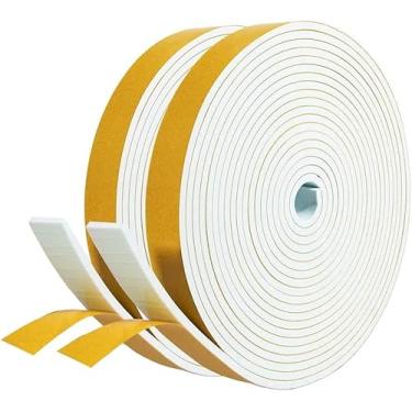 Imagem de Faixa de vedação de porta de decapagem climática, fita de espuma autoadesiva, tira de vedação contra clima, para vedação de lacuna, 0,9 cm x 0,5 cm x 8,5 m, branca