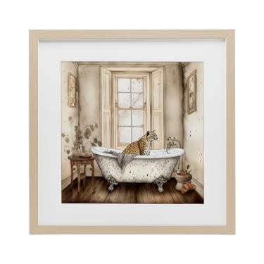 Imagem de Stupell Industries Impressão emoldurada de bétula de leopardo neutro sob vidro, design por Sasha, 13 x 13