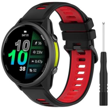 Imagem de Compatível com Garmin Forerunner 965, pulseiras de silicone de 22 mm para Garmin Forerunner 970/965 Solar/955/955 Solar/945/935/745/Approach S62/S60 Smartwatch (preto vermelho)