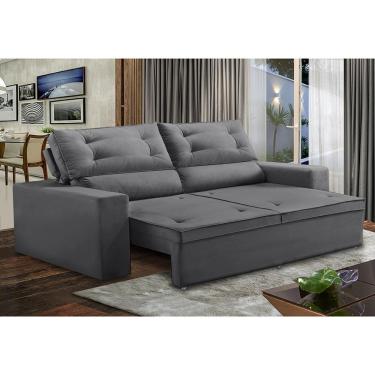 Imagem de Sofá Retrátil e Reclinável 3 lugares com Molas 2,00m Laisa Suede Cinza Madelina Decor