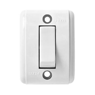 Imagem de Interruptor sobrepor simples retangular 10a 250v branco pezzi