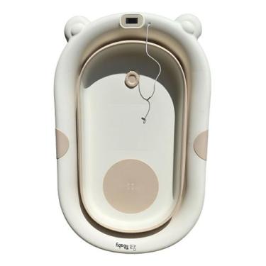 Imagem de Banheira Dobrável P/ Bebês Prática Estilosa Termômetro Touch - Tibaby,