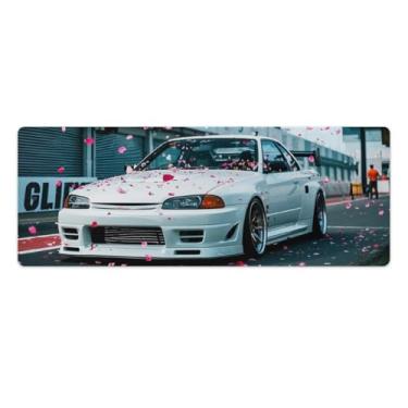 Imagem de HouLaiZhe Tapetes de mesa de carro JDM R32 JDM carro esportivo no campo de corrida tapetes de mouse pads de mesa grandes mousepads para teclado de mesa tapete de computador 30 x 80 cm