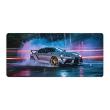 Imagem de HouLaiZhe Drifting JDM Car Sup Smoke Cool Large Gaming Mouse Pads Tapete de Mesa Base de Borracha Antiderrapante Laptop Acessórios de Computador Suprimentos Bloco de Escrita para Escritório Casa 40 x